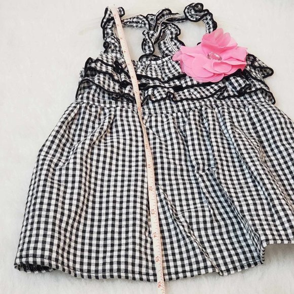 Smoochie Pooch B&W Gingham Ruffled Dog Dress Large & Pink White Polkadot Hat M/L - Picture 11 of 16